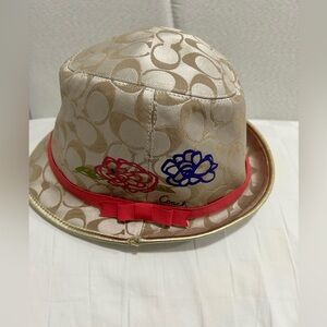 Coach Tan Hat with Red and Blue Accents